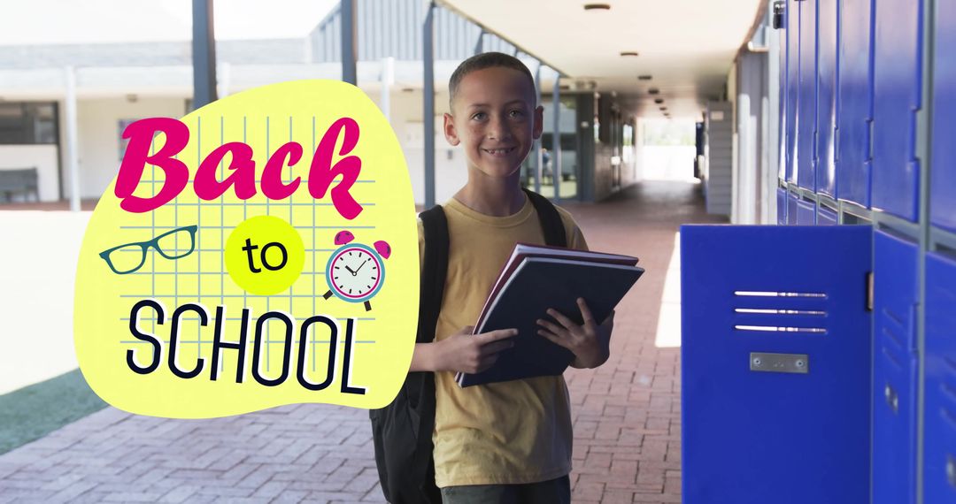 Smiling Student Unlocking School Locker Highlighting Back to School