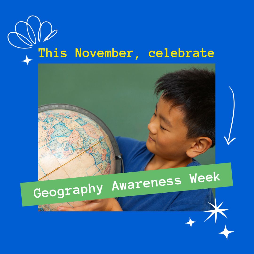 Child Engages with Globe for Geography Awareness Week