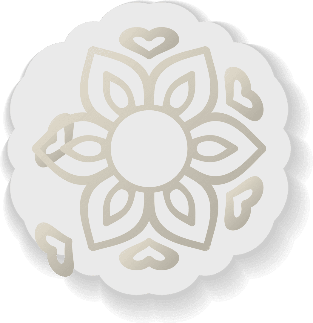 Transparent Mandala with Petal and Heart Accents