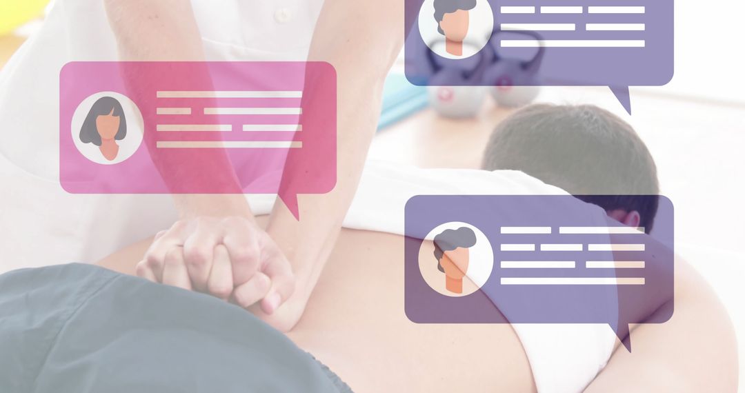 Hands Providing Chiropractic Adjustment With Messaging Graphics Overlay