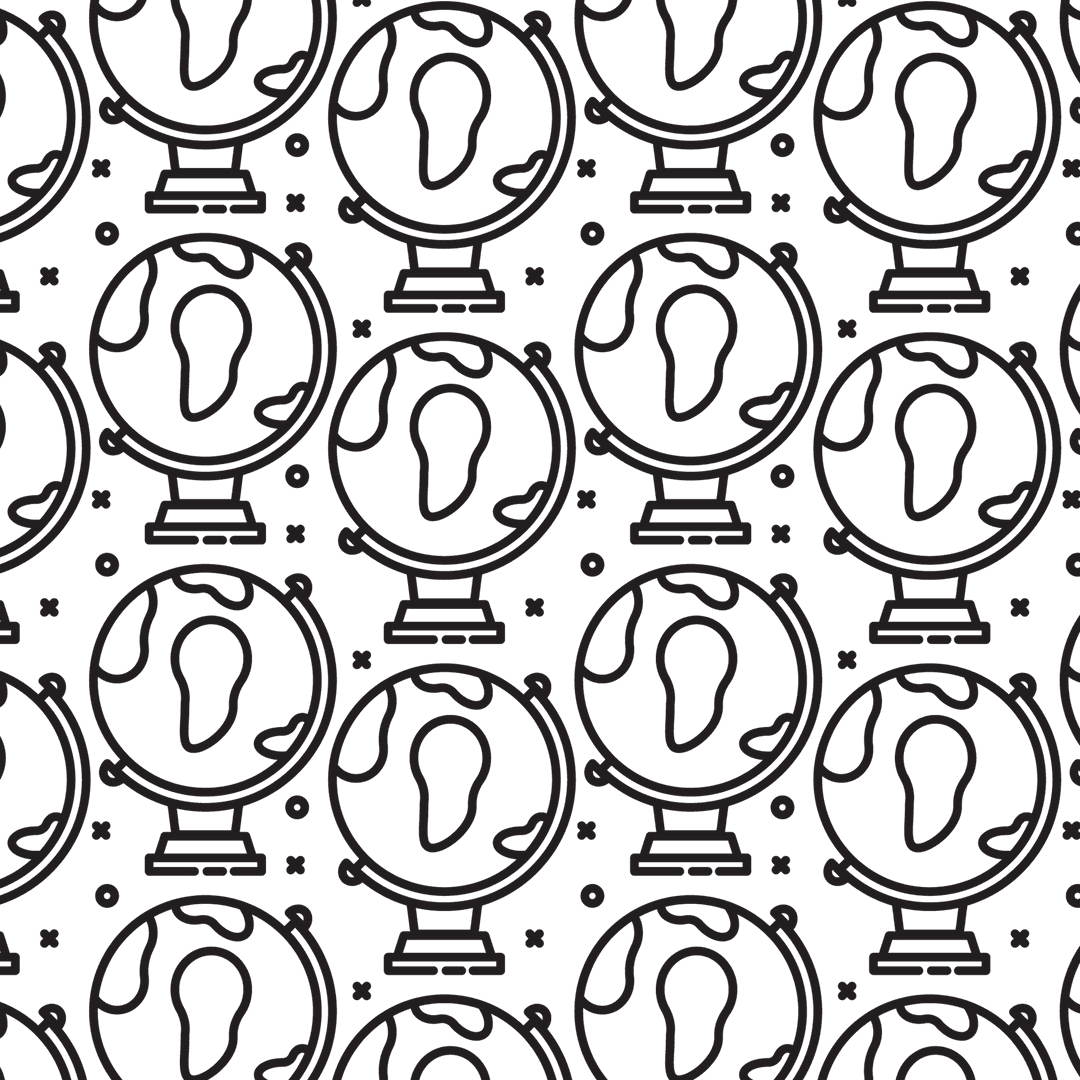 Seamless Globe Pattern on Transparent Background with Geography Theme