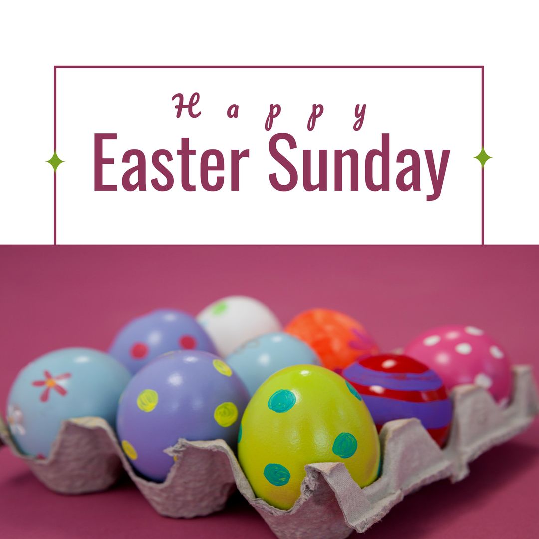 Happy Easter Sunday Greeting with Colorful Easter Eggs - Download Free Stock Templates Pikwizard.com