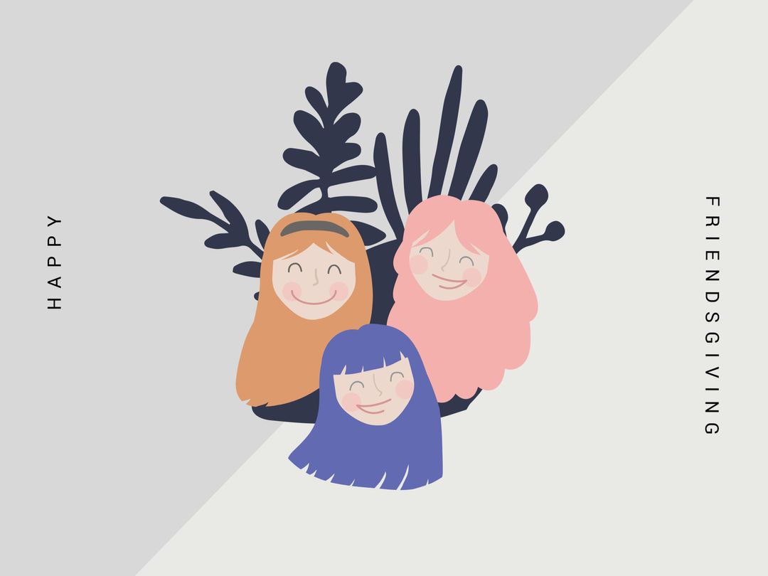 Happy Friendsgiving with Smiling Friends Illustration