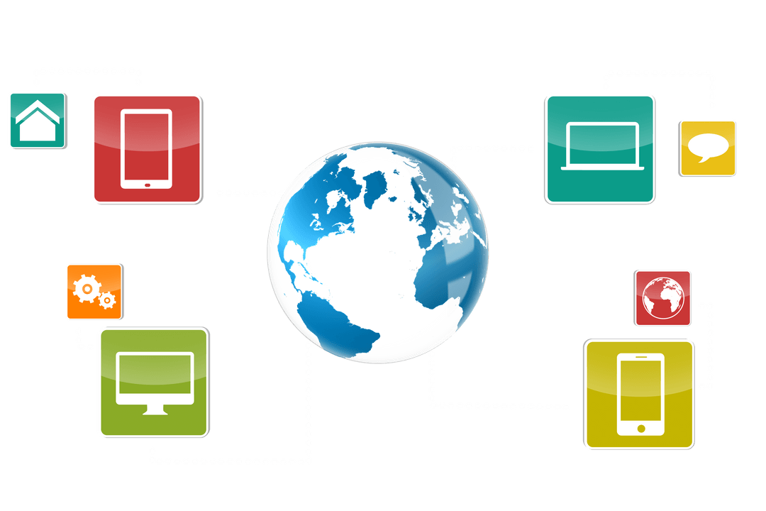 Global Communication Technology on Transparent Background