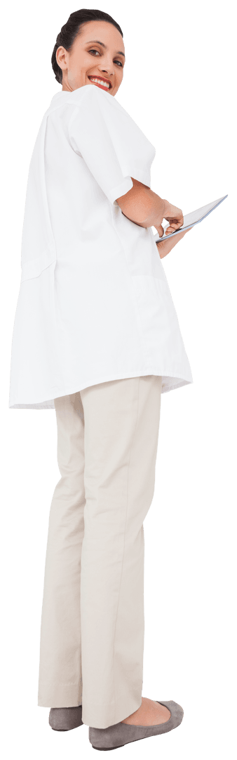 Smiling Nurse with Transparent Background Using Tablet - Download Free Stock Images Pikwizard.com
