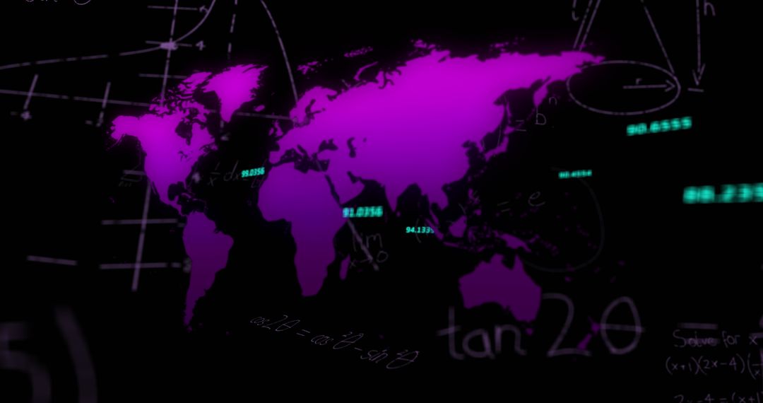 Futuristic Magenta World Map Interface with Data Layers