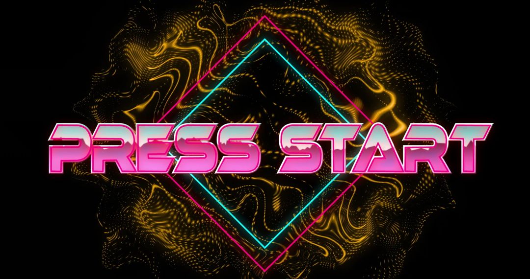 Retro Gaming Vibes: 'Press Start' Over Neon Geometric Background