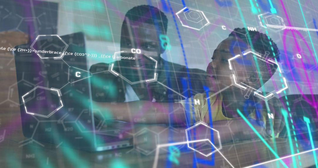 Father and Son Learning Chemistry Through Digital Technology