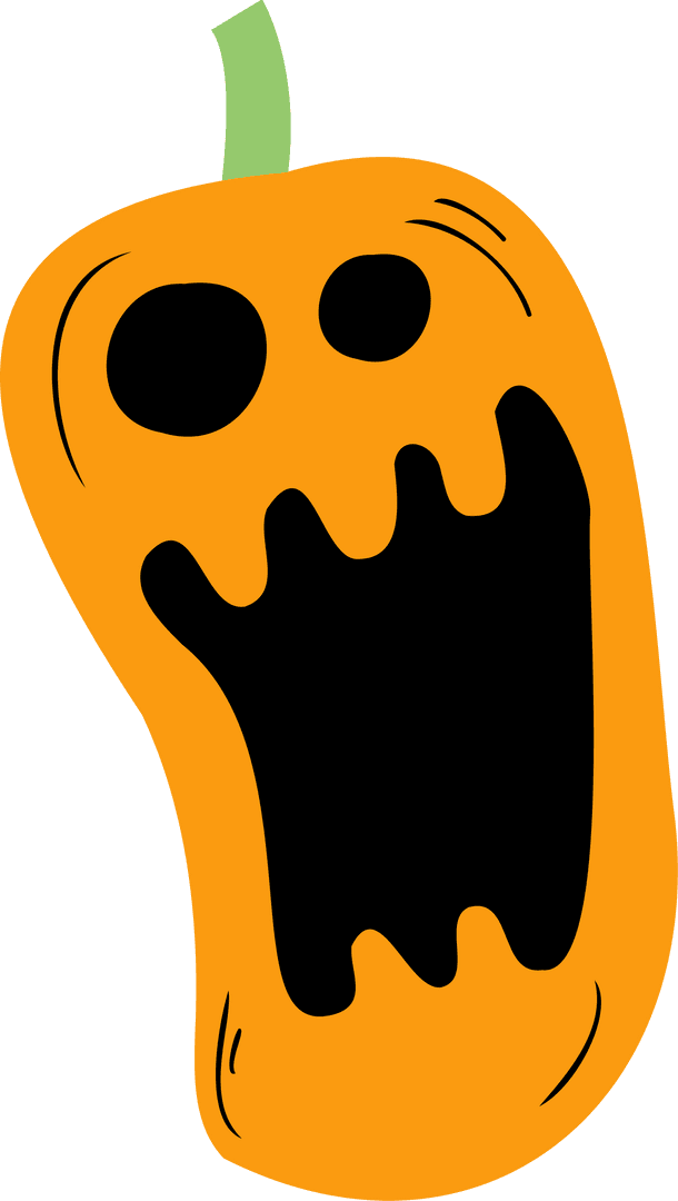 Screaming Cartoon Ghost Gourd on Transparent Background