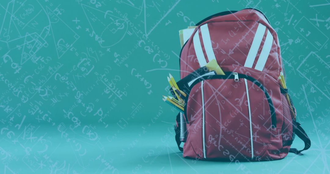 School Backpack with Mathematical Equations Concept