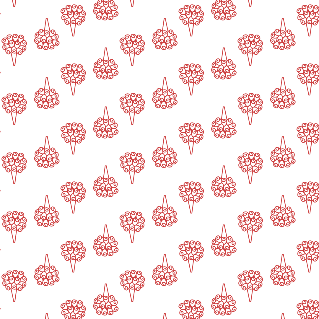 Red Flower Motif Pattern on Transparent Background