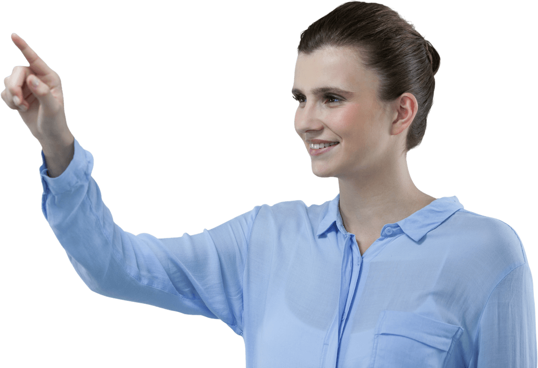 Transparent Businesswoman Using Futuristic Digital Interface