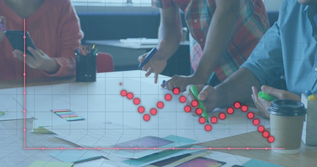 Team Collaborating Over Financial Data with Graph Overlay