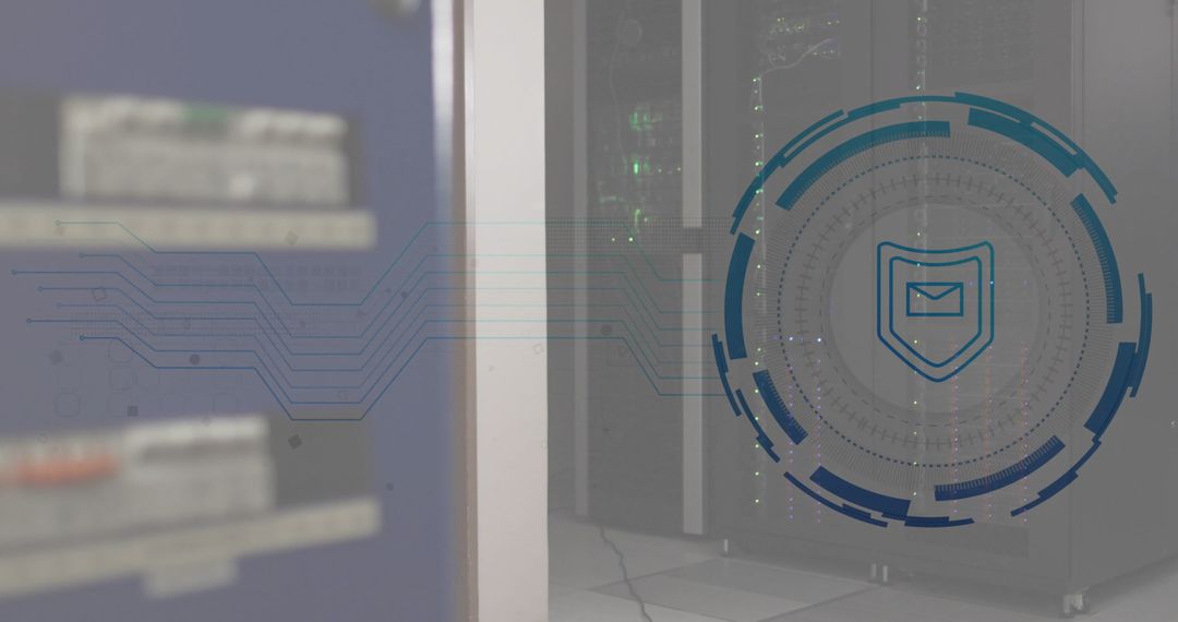 Cyber Security Shield over Computer Servers