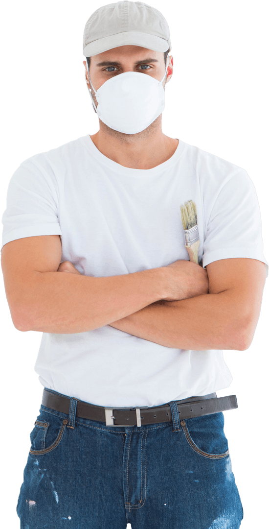 Transparent Portrait of Painter Standing Arms Crossed