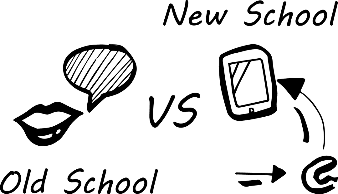 Digital vs Traditional Communication Concept Illustration Transparent Background