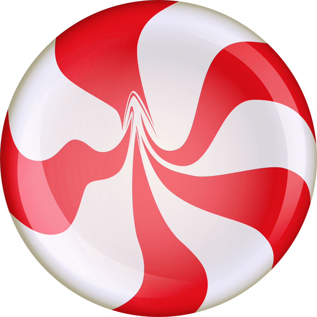 Rotating Red White Swirl Candy Vector on Transparent Background