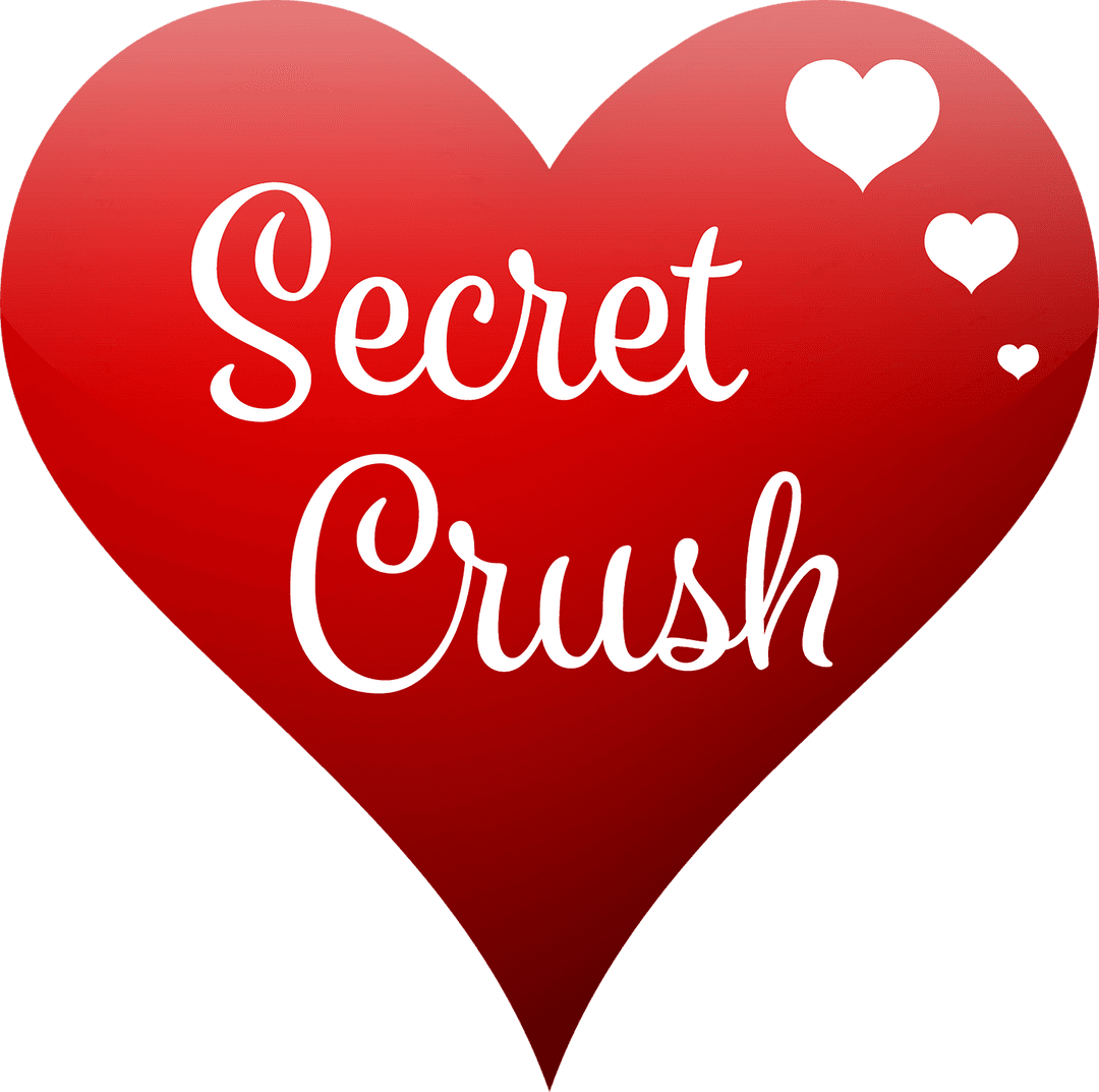Red Heart Secret Crush Text on Transparent Background