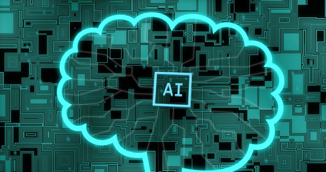 Visual Representation of AI Technology with Digital Grid Background