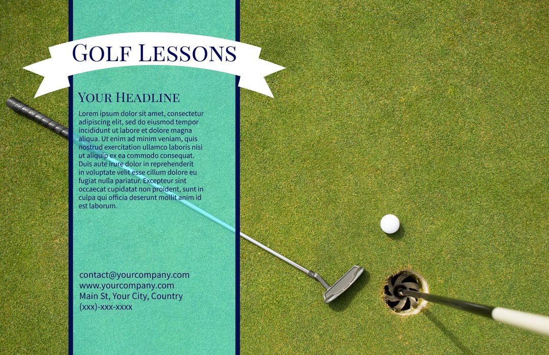 Golf Lessons Promotion: Ball Near Hole on Green Field