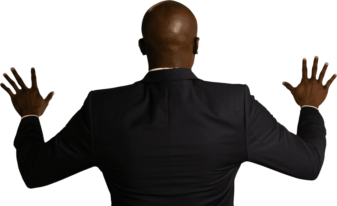 Transparent Interface Display with Businessman Facing Forward