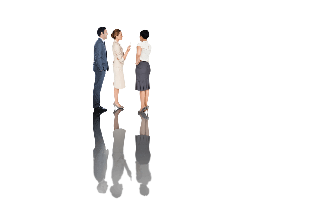 Three Business Professionals Discussing on Transparent Background
