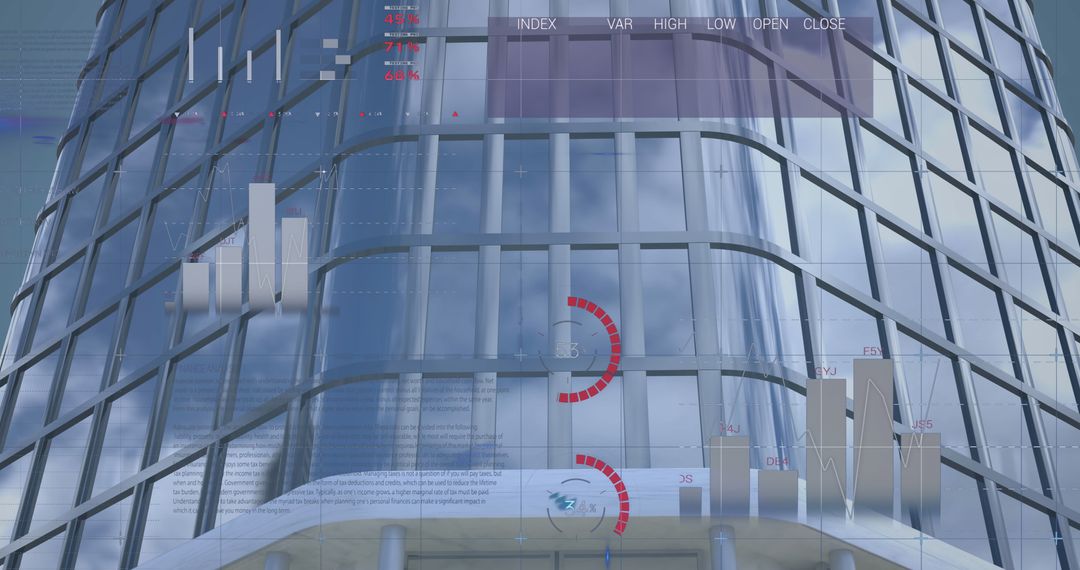 Digital Interface Overlay on Urban High-Rise Building