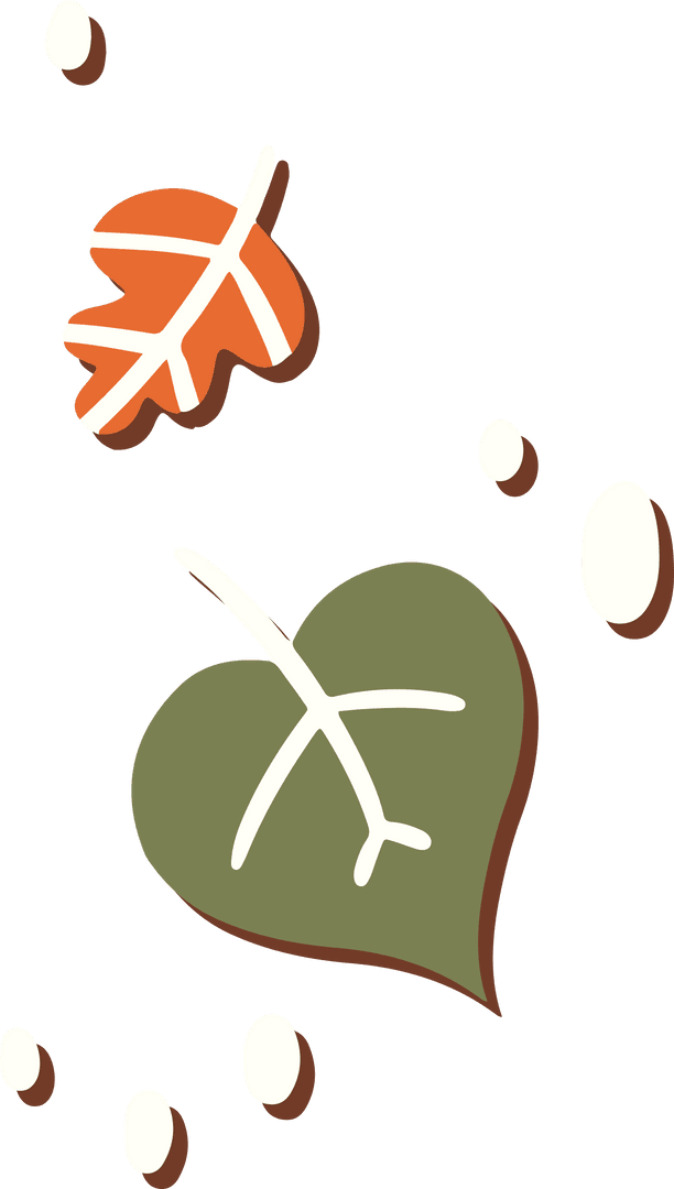 Floating Leaves Illustration with Transparent Background