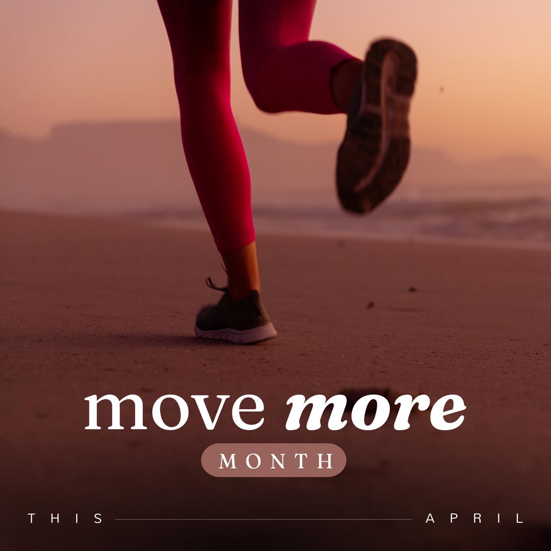 Woman Running on Beach for Motivating Move More Month