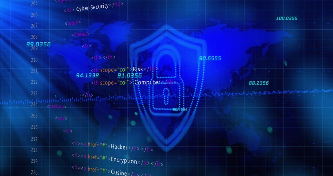 Cybersecurity Shield Amid Global Financial Data and Digital Codes