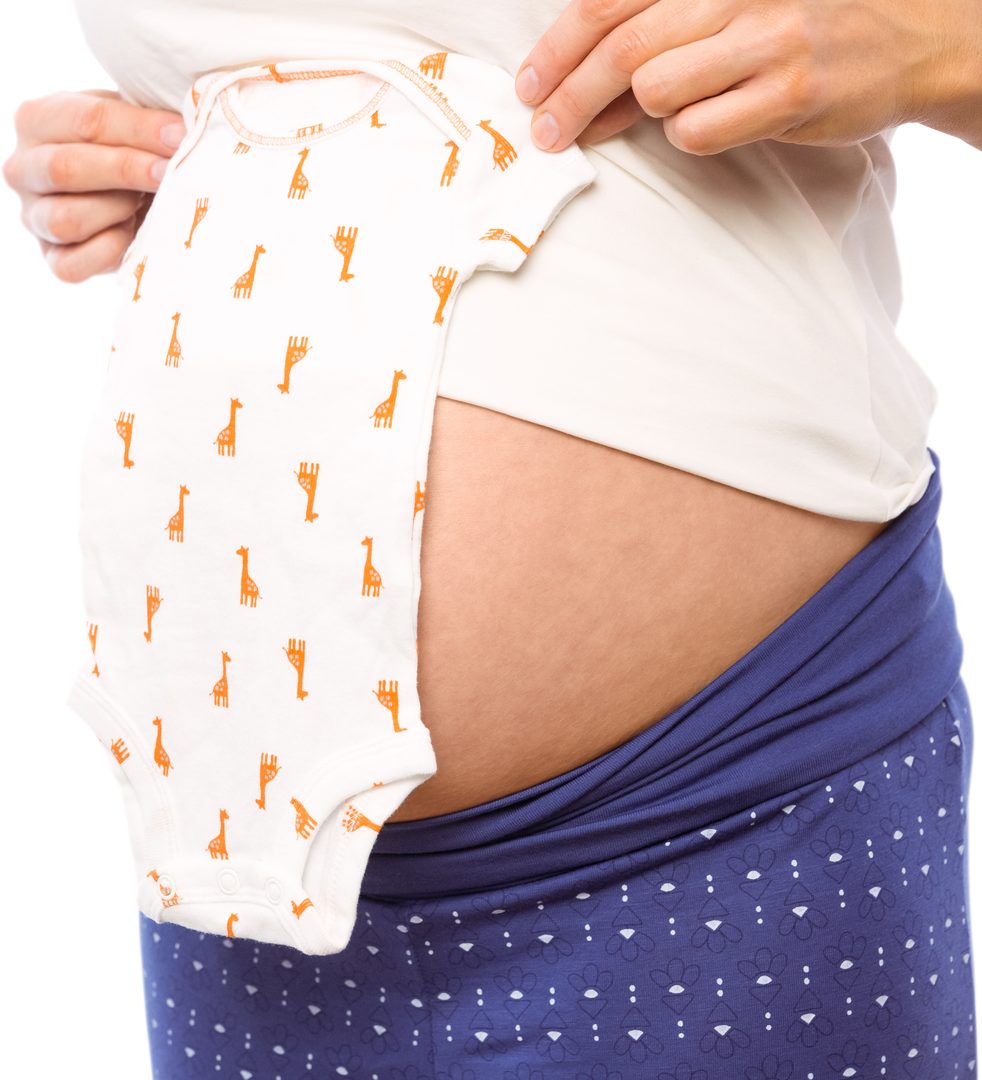 Transparent Torso of Pregnant Woman Displaying Baby Clothes - Download Free Stock Images Pikwizard.com