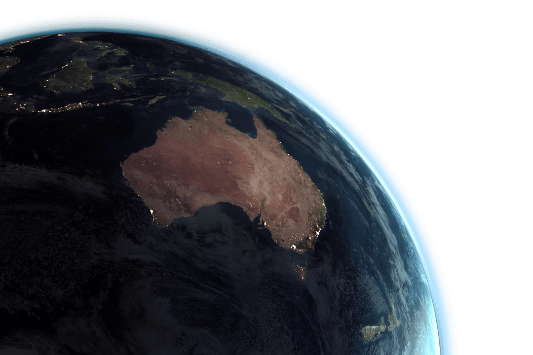 Digital Illustration of Planet Earth from Space with Transparent Background