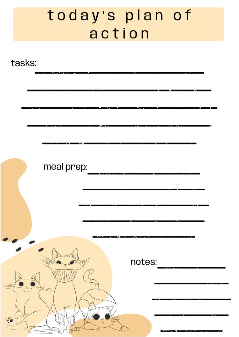 Daily Planner Template with Cats Illustration - Download Free Stock Templates Pikwizard.com