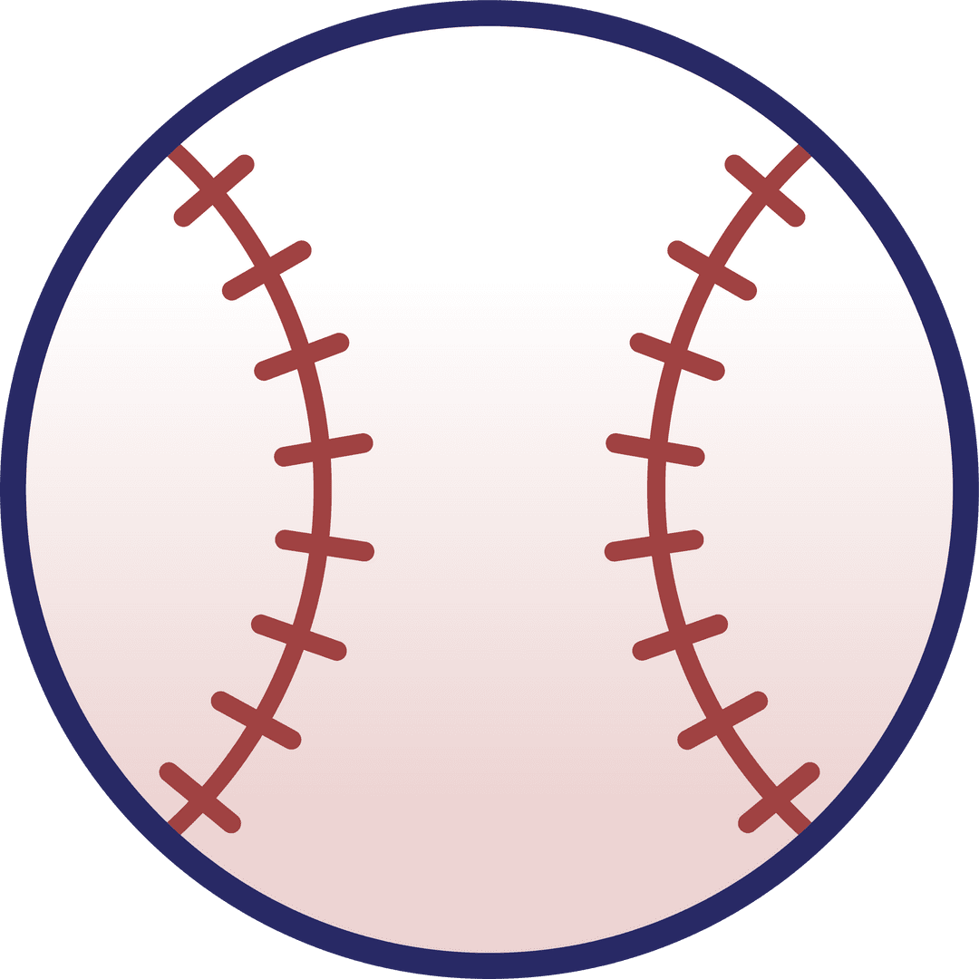 Stylized Baseball Graphic with Enriching Red Stitches on Transparent Background
