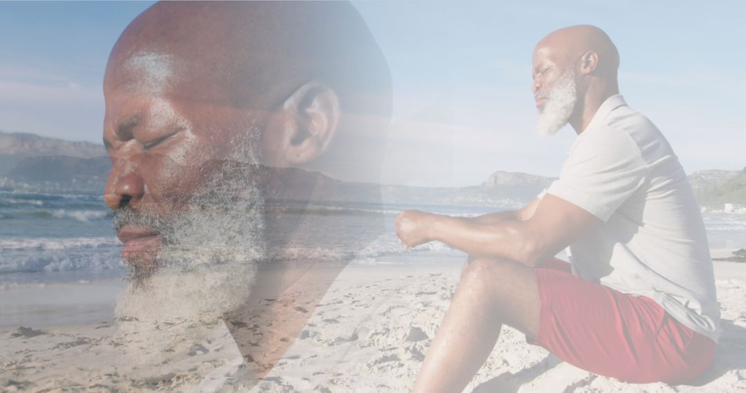 Contemplative Elderly Man Reflects by Ocean