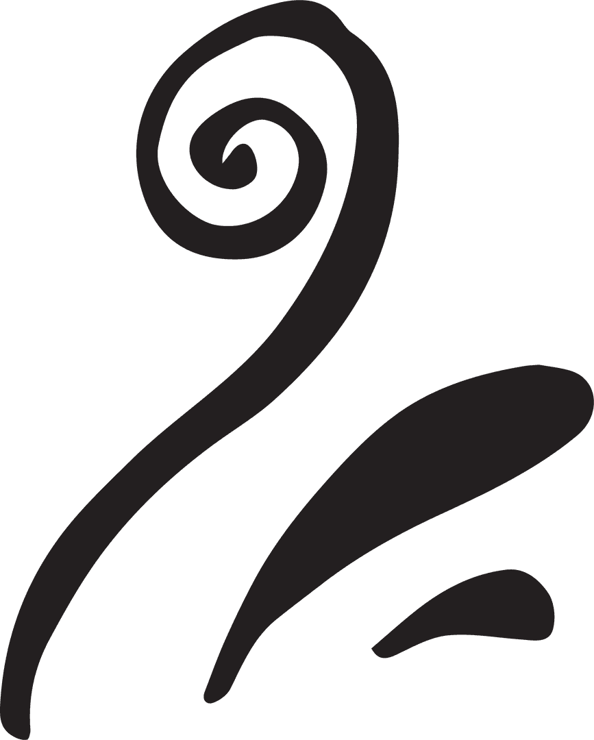 Abstract Black Swirl Design on Transparent Background