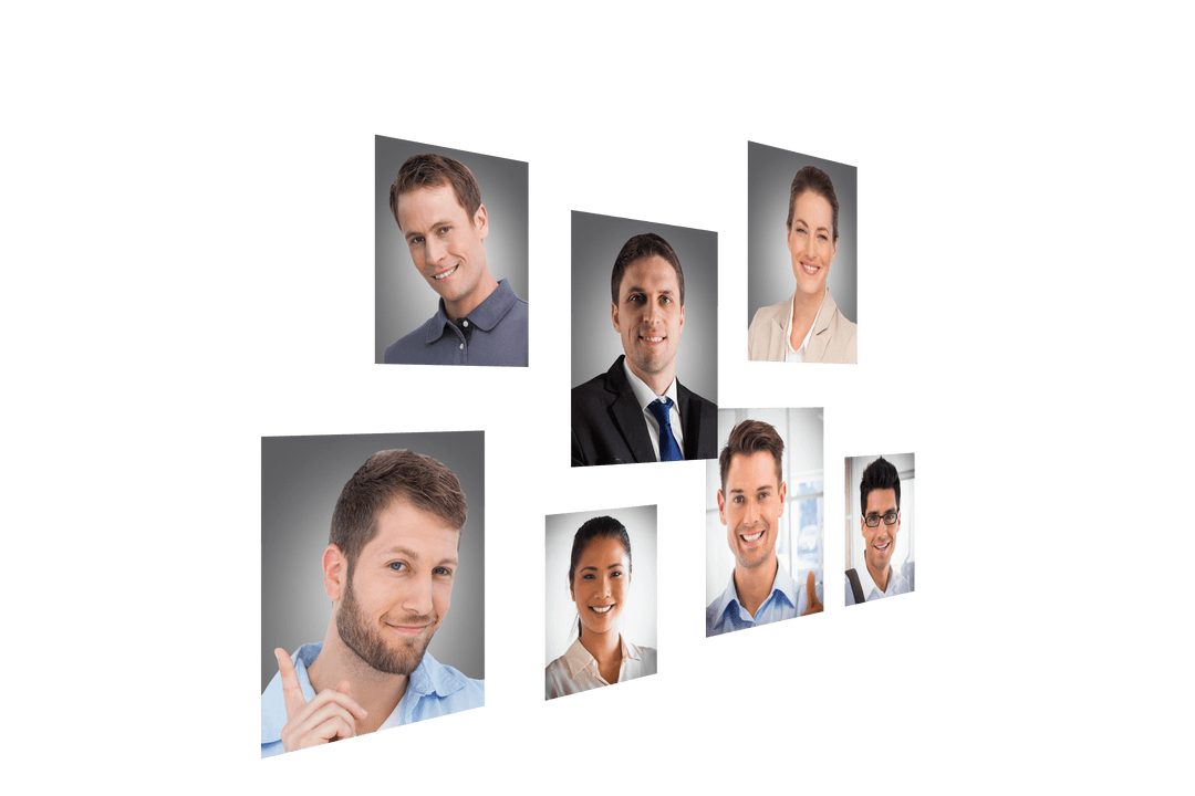 Diverse Business Team Portraits on Transparent Background Vector
