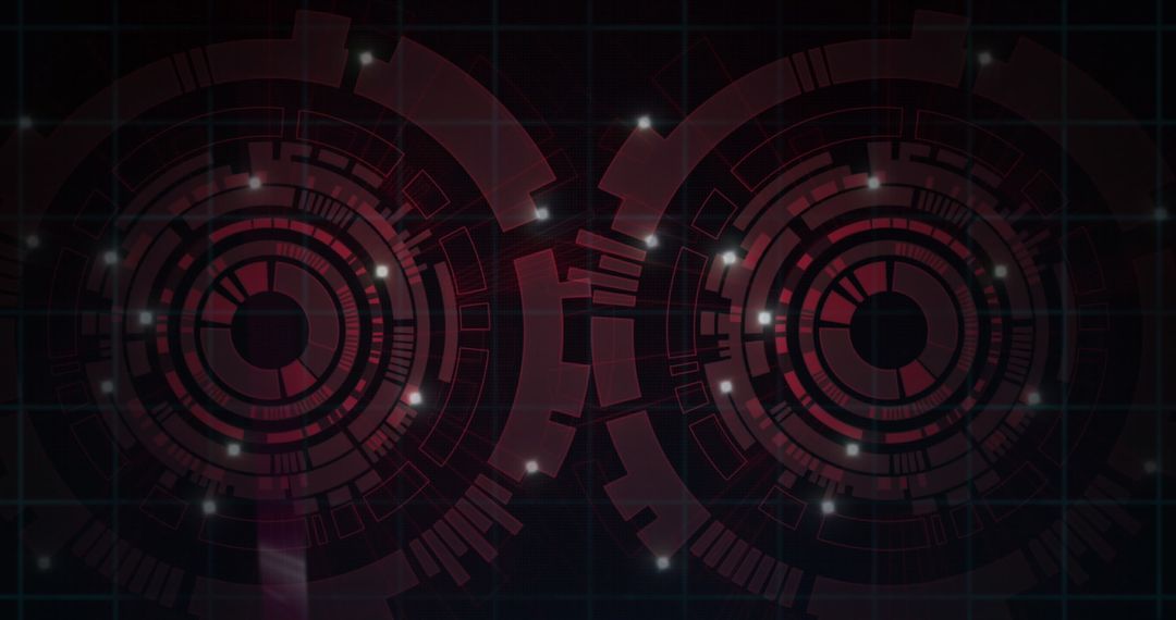 Futuristic Digital Interface with Red Glowing Patterns
