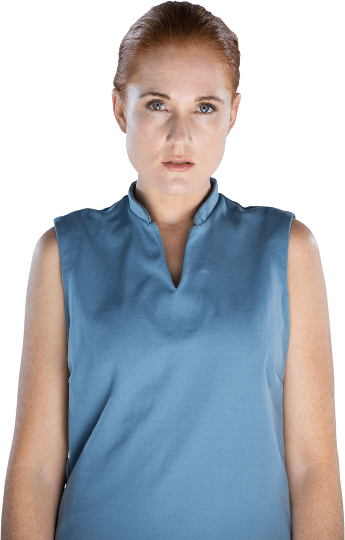 Transparent Portrait of Young Businesswoman with Empowering Gaze