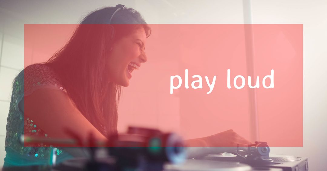 Joyful DJ Mixing Music with Passion and Energy