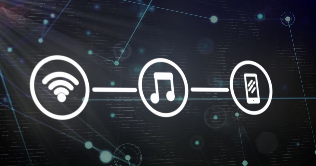 Digital Connectivity with Wifi and Music Graph Icons