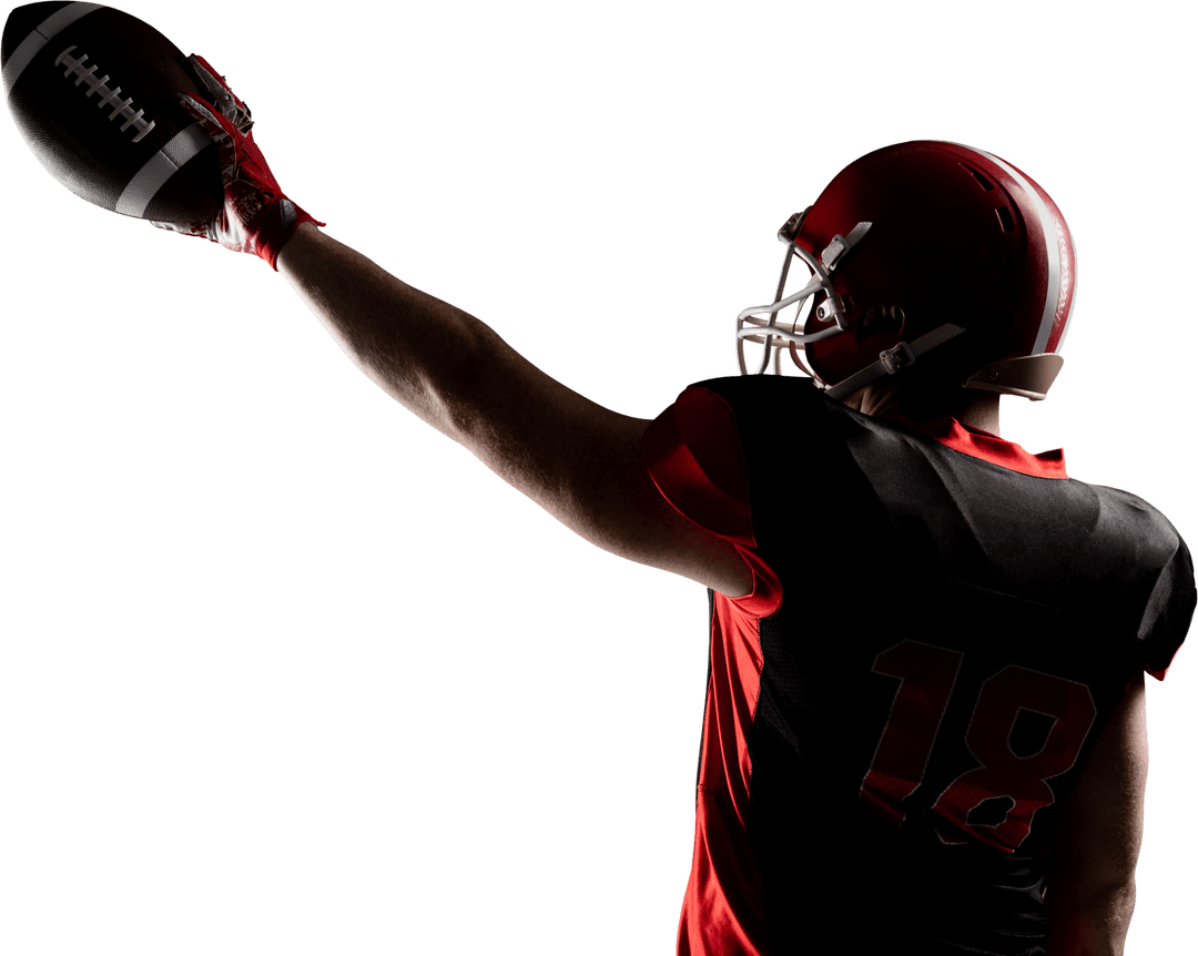 Transparent Cutout of Football Player Holding Ball
