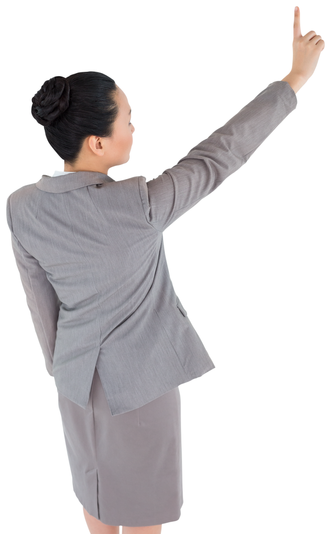 Transparent Back View of Businesswoman Pointing Upwards - Download Free Stock Images Pikwizard.com