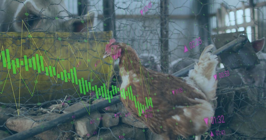 Financial Data Overlay on Farm Animals in Rural Environment