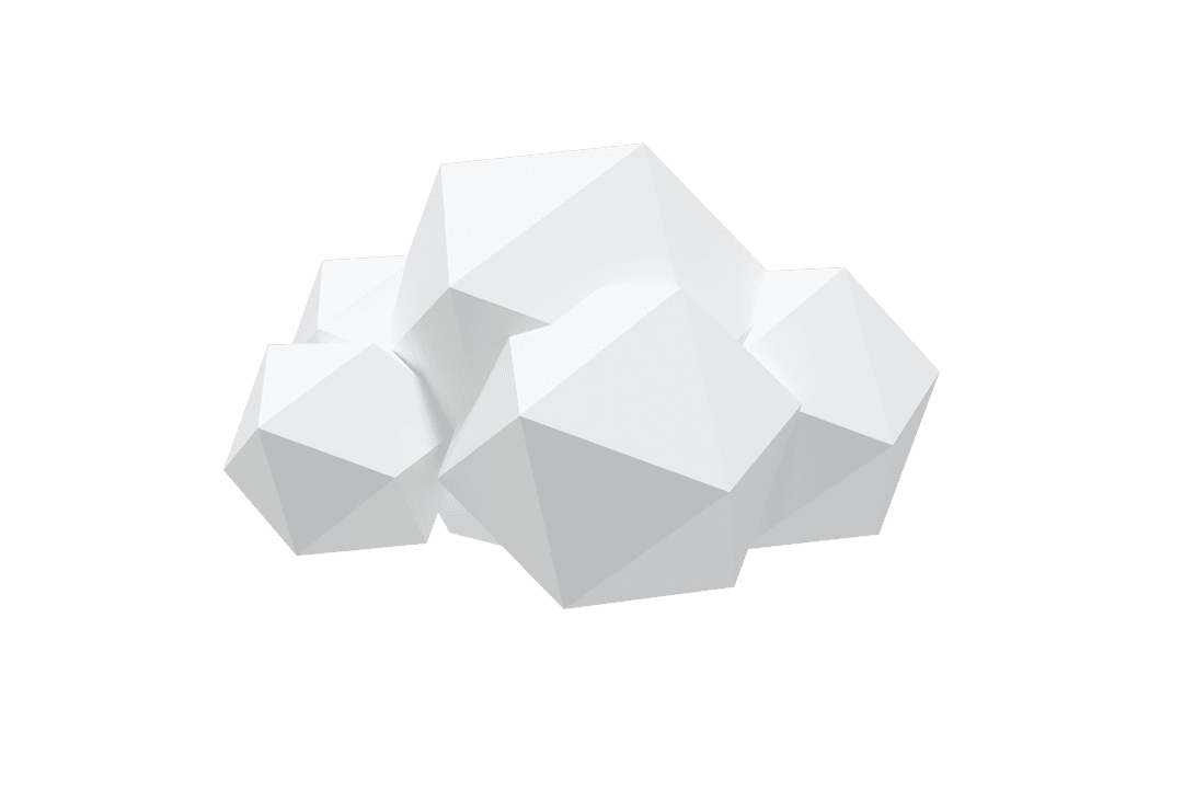 Geometric 3D White Cloud on Transparent Background for Design