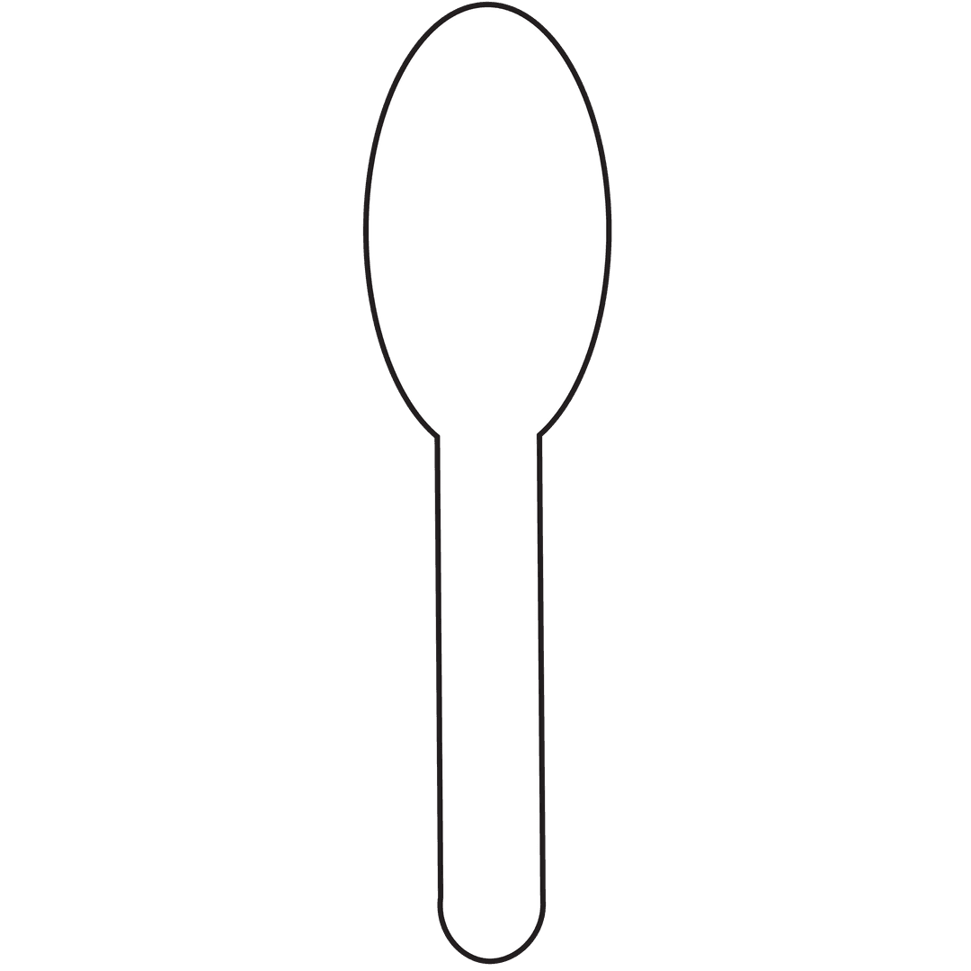 Minimalist White Spoon Illustration on Transparent Background
