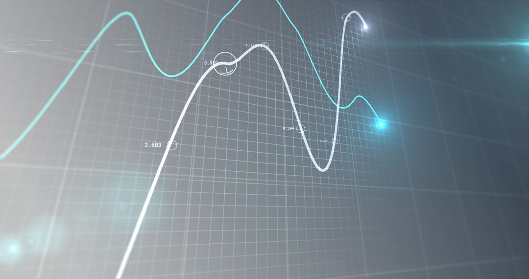 Glowing Financial Data Chart on Digital Grid Background