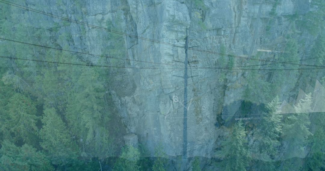 Data Overlay on Majestic Mountain Landscape