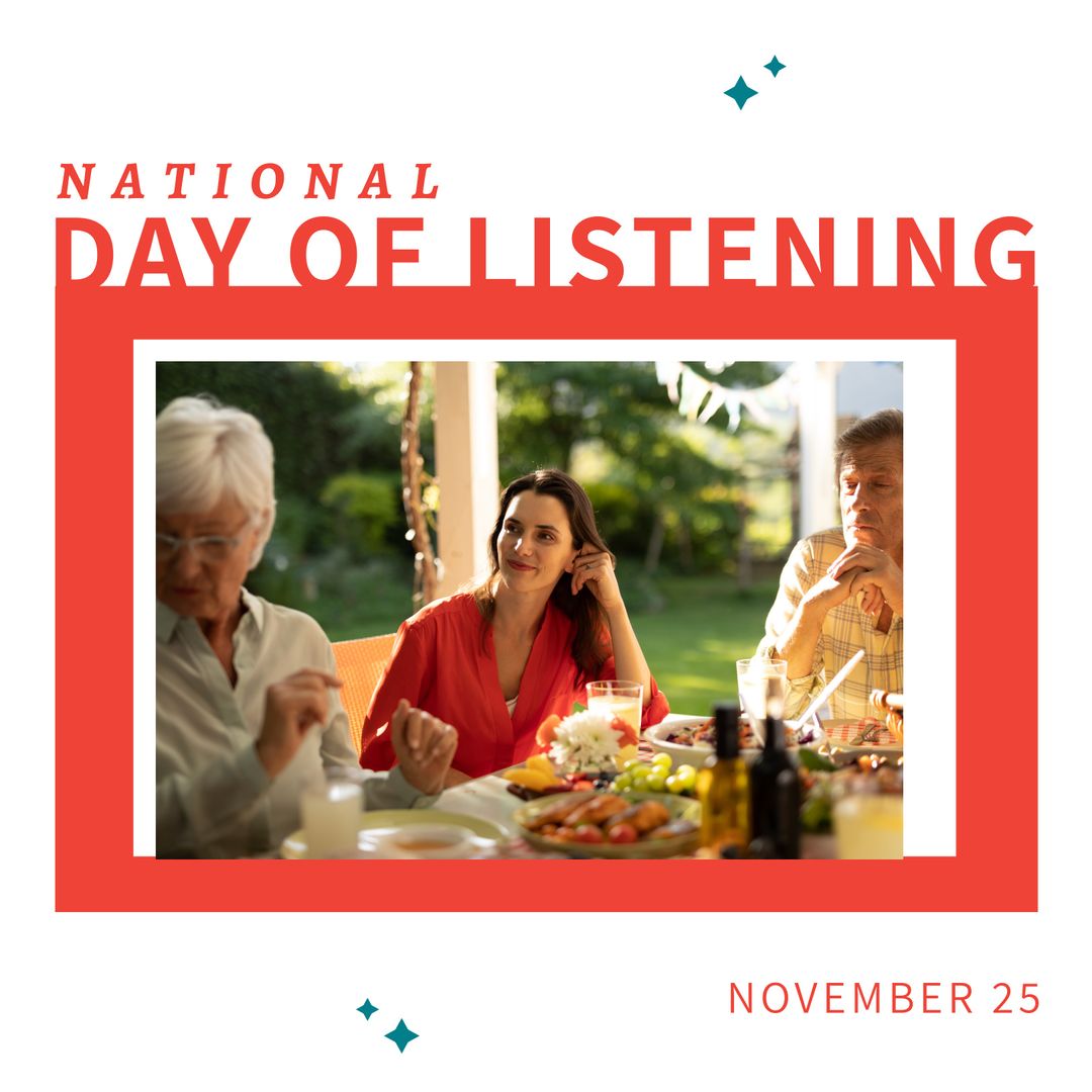 Caucasian Family Enjoying Dinner for National Day of Listening Celebration