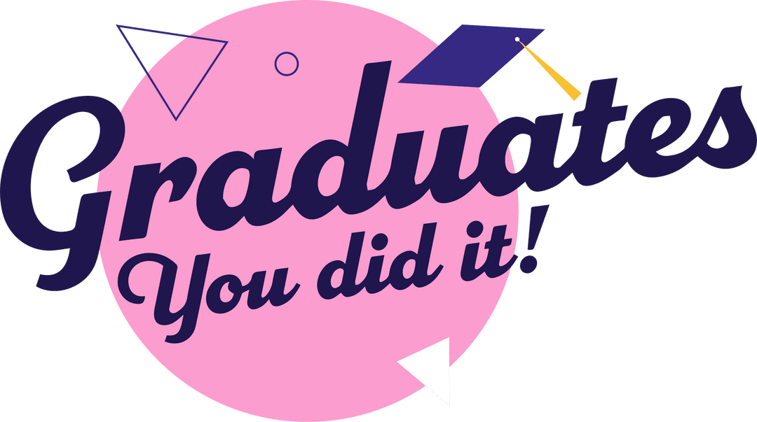Congratulations Graduates with Cap and Text on Transparent Background
